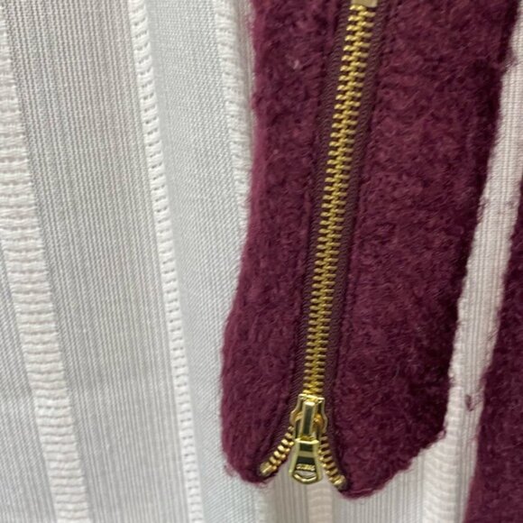 Guess‎ Los Angeles Fuzzy Pea Coat Wine Burgundy Size M - Picture 14 of 16